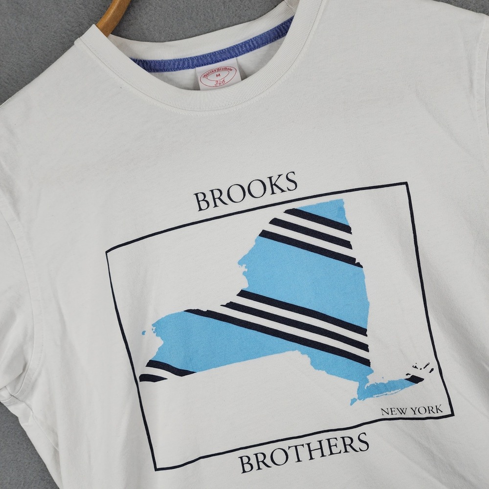 Brooks Brothers T-Shirt Mens M White New York State‎ Graphic Tee Preppy Heritage